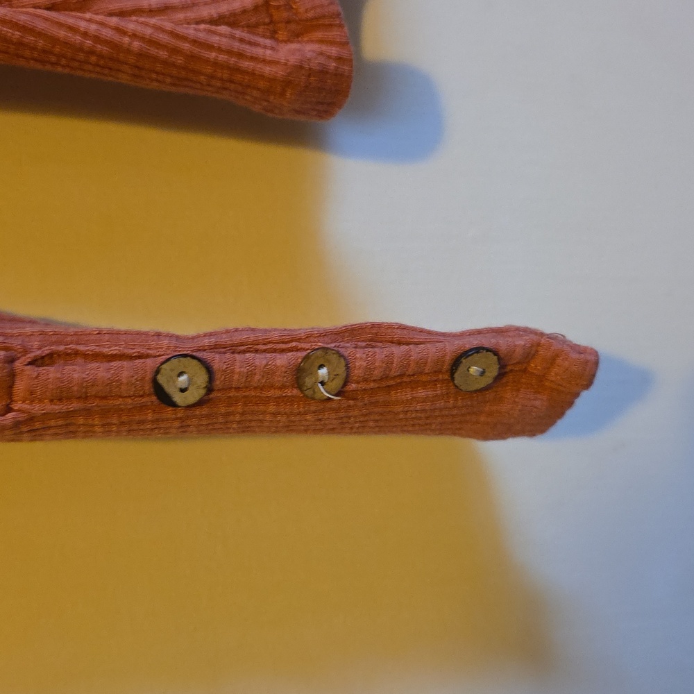 Women's Ribbed Henley Top - Rust - Picture 3 of 4